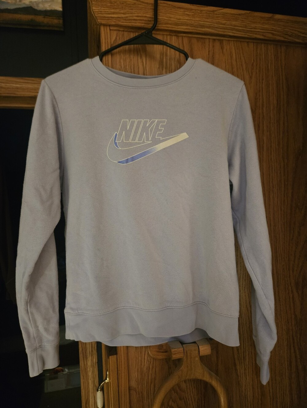 Nike Lavender Crew Sweatshirt with Iridescent Swoosh